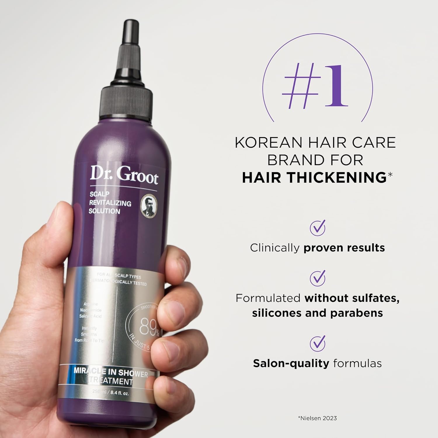 Dr. Groot Scalp Revitalizing Solution Travel Set for Hair Loss, Korean Hair Care, Hair Thickening Shampoo & Miracle in Shower Treatment, TSA Approved, 5 Seconds to Smooth Hair, Rosemary Oil